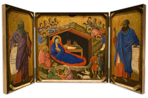 Nativity Icon with Isaiah & Ezekiel Triptych Plaque Nativity Icon with Isaiah & Ezekiel Triptych Plaque