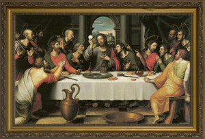The Last Supper by Juan de Juanes - Standard Gold Framed Art The Last Supper by Juan de Juanes - Standard Gold Framed Art