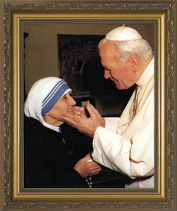 Pope John Paul II with Mother Teresa (younger) Framed Art Pope John Paul II with Mother Teresa (younger) Framed Art