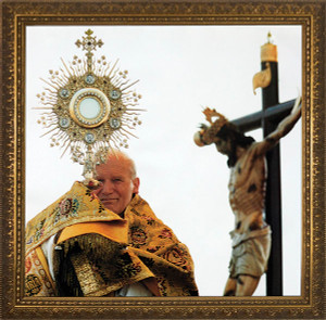 Pope John Paul II with Monstrance - Standard Gold Framed Art Pope John Paul II with Monstrance - Standard Gold Framed Art