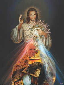 St. John Paul II with Monstrance and Divine Mercy Poster St. John Paul II with Monstrance and Divine Mercy Poster