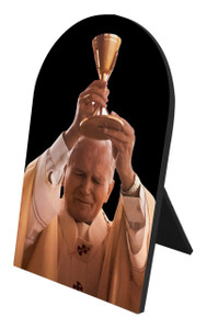 St. John Paul II Raising Chalice Arched Desk Plaque St. John Paul II Raising Chalice Arched Desk Plaque