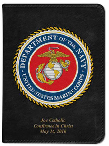 Personalized Catholic Bible with Marines Cover - Black NABRE