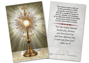 Eucharist Final Vows Holy Card Eucharist Final Vows Holy Card