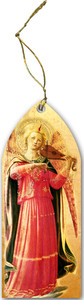 Fra Angelico Angel with Violin Stained Glass Wood Ornament Fra Angelico Angel with Violin Stained Glass Wood Ornament