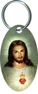 Traditional Sacred Heart of Jesus Oval Keychain