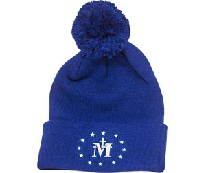 Miraculous Medal Royal Blue Pom-Pom Beanie Miraculous Medal Royal Blue Pom-Pom Beanie