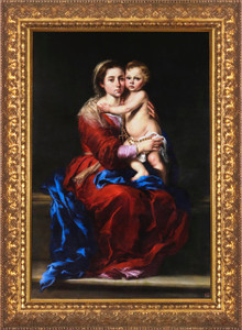 Virgin and Child with a Rosary by Murillo - Standard Gold Framed Art Virgin and Child with a Rosary by Murillo - Standard Gold Framed Art