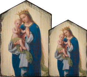 Madonna and Child by Franz Ittenbach Rustic Wood Icon Plaque Madonna and Child by Franz Ittenbach Rustic Wood Icon Plaque