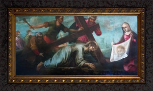 Veronica Wiping the Face of Jesus - Ornate Dark Framed Art Veronica Wiping the Face of Jesus - Ornate Dark Framed Art