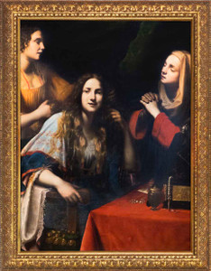 Martha Reproaching Mary Magdalene by Francesco Lupicini - Gold Framed Art Martha Reproaching Mary Magdalene by Francesco Lupicini - Gold Framed Art