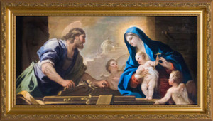 Holy Family with Joseph at the Workbench by Luca Giordano - Standard Gold Framed Art Holy Family with Joseph at the Workbench by Luca Giordano - Standard Gold Framed Art