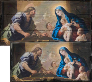 Holy Family with Joseph at the Workbench by Luca Giordano Rustic Wood Plaque Holy Family with Joseph at the Workbench by Luca Giordano Rustic Wood Plaque