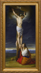 Crucifixion with Mary Magdalene Kneeling and Weeping by Francesco Hayez - Standard Gold Framed Art Crucifixion with Mary Magdalene Kneeling and Weeping by Francesco Hayez - Standard Gold Framed Art