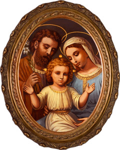 Italian Holy Family Framed Oval Canvas Italian Holy Family Framed Oval Canvas