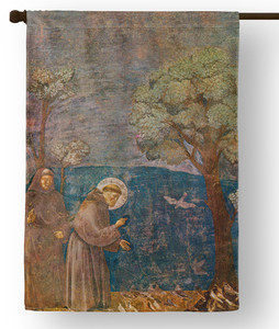 Saint Francis with Birds Outdoor House Flag Saint Francis with Birds Outdoor House Flag