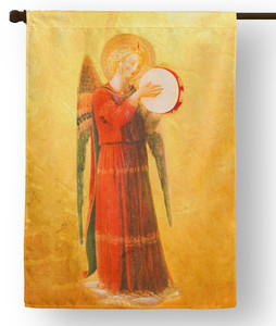 Fra Angelico Angel with Tambourine II Outdoor House Flag Fra Angelico Angel with Tambourine II Outdoor House Flag