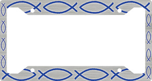 Ichthus Fish Blue Plate Frame Ichthus Fish Blue Plate Frame