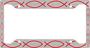 Ichthus Fish Red Plate Frame Ichthus Fish Red Plate Frame