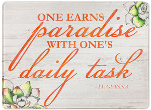 "One Earns Paradise" Rectangular Glass Cutting Board "One Earns Paradise" Rectangular Glass Cutting Board