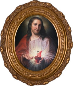 Austrian Sacred Heart Framed Oval Canvas Austrian Sacred Heart Framed Oval Canvas