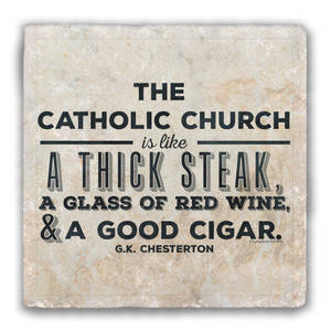 Steak, Wine, and a Good Cigar Tumbled Stone Coaster Steak, Wine, and a Good Cigar Tumbled Stone Coaster
