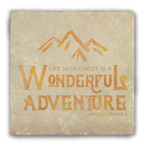 "Wonderful Adventure" Warm Tumbled Stone Coaster "Wonderful Adventure" Warm Tumbled Stone Coaster