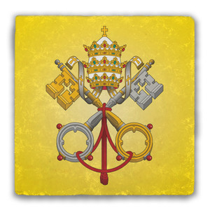 Papal Coat of Arms Tumbled Stone Coaster Papal Coat of Arms Tumbled Stone Coaster