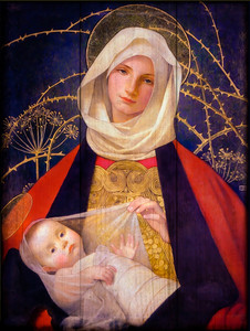 Madonna and Child by Marianne Stokes Rustic Wood Plaque Madonna and Child by Marianne Stokes Rustic Wood Plaque