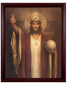 Christ the King by Chambers Restored - Cherry Framed Art Christ the King by Chambers Restored - Cherry Framed Art