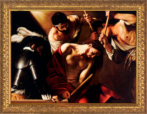 Crowning of Thorns by Caravaggio- Gold Framed Art Crowning of Thorns by Caravaggio- Gold Framed Art