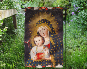 Madonna and Child with Bird Outdoor Garden Flag Madonna and Child with Bird Outdoor Garden Flag