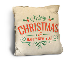 Holly and Snowflake "Merry Christmas and a Happy New Year" Rustic Pillow Holly and Snowflake "Merry Christmas and a Happy New Year" Rustic Pillow