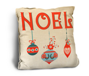 "Noel" with Ornaments Rustic Pillow "Noel" with Ornaments Rustic Pillow