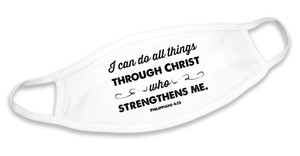 "I Can Do All Things" St. Paul White Cotton Face Mask "I Can Do All Things" St. Paul White Cotton Face Mask