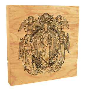 Mary, Queen of Heaven Woodcut Rustic Box Art 