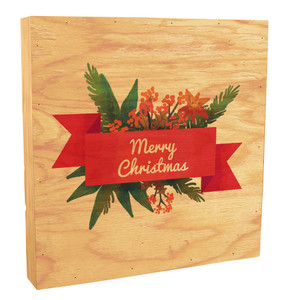 "Merry Christmas" Poinsettia and Pine Rustic Box Art  "Merry Christmas" Poinsettia and Pine Rustic Box Art