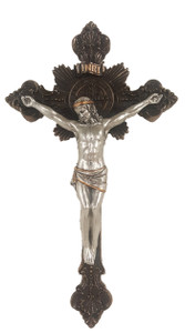 Bronze and Pewter-Style Benedictine Crucifix - 7.75" Bronze and Pewter-Style Benedictine Crucifix - 7.75"