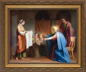 Veronica Presenting Her Veil to Mary and John Framed Art Veronica Presenting Her Veil to Mary and John Framed Art