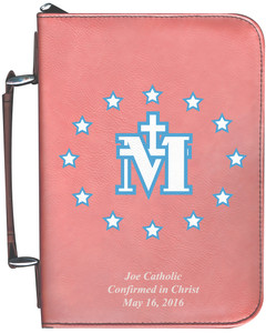 Personalized Bible Cover with Miraculous Medal Graphic - Rose Personalized Bible Cover with Miraculous Medal Graphic - Rose