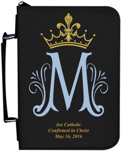 Personalized Bible Cover with Marian Symbol - Black Personalized Bible Cover with Marian Symbol - Black