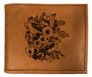 CORAGGIO Lilies and Sparrows Bi-Fold Leather Wallet CORAGGIO Lilies and Sparrows Bi-Fold Leather Wallet