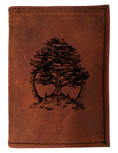 CORAGGIO Cedar of Lebanon Tri-Fold Leather Wallet CORAGGIO Cedar of Lebanon Tri-Fold Leather Wallet