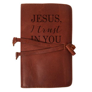 "Jesus, I Trust in You" Rustic Leather Journal Cover