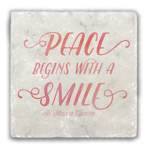 "Peace" Pink Tumbled Stone Tile