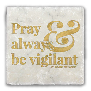 "Pray" Darker Tumbled Stone Tile