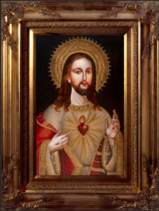 Warehouse Find: Antique Sacred Heart - Ornate Museum Framed Canvas Warehouse Find: Antique Sacred Heart - Ornate Museum Framed Canvas