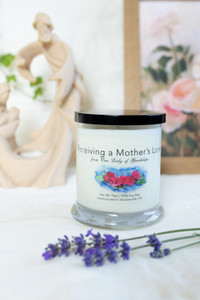 "Receiving a Mother's Love with Our Lady of Guadalupe" Rose Soy Candle "Receiving a Mother's Love with Our Lady of Guadalupe" Rose Soy Candle