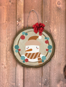 Snowman Log End Door Hanger Snowman Log End Door Hanger