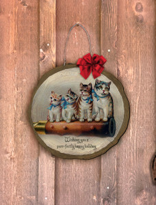 Vintage Cat Log End Door Hanger Vintage Cat Log End Door Hanger